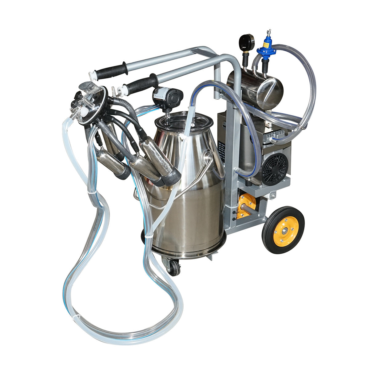 Cow milking machine 1 station 650W, stainless steel tank 25L, milking group with 4 teats, vacuum pressure 45-50 kPa, pulsations 60-80 cpm